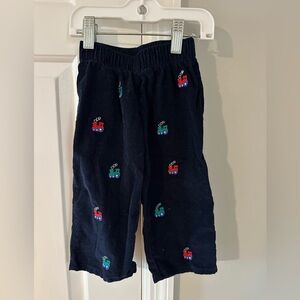 TBBC Critter Princeton Pants Navy Corduroy with Train Embroidery 12-18 months